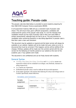 GCSE Computer Science Pseudo-code Teaching guide
