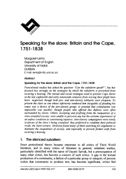 Speaking for the slave: Britain and the Cape
