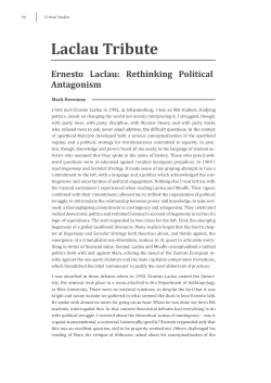 Ernesto Laclau: Rethinking Political Antagonism