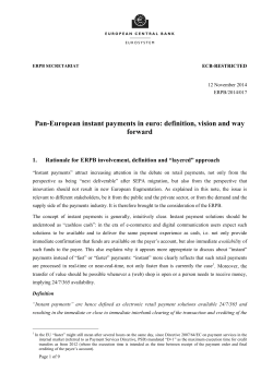 Pan-European instant payments in euro: definition, vision and