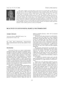 REACTIVITY IN CONVENTIONAL RADICAL POLYMERISATION