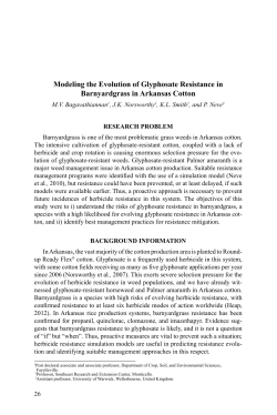 Modeling the Evolution of Glyphosate Resistance in Barnyardgrass