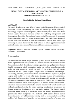 HUMAN CAPITAL FORMATION AND ECONOMIC DEVELOPMENT