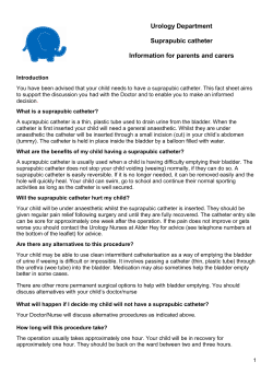 Urology Department Suprapubic catheter Information for parents