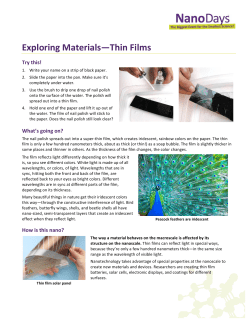Exploring Materials&mdash;Thin Films
