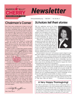 Newsletter - Cherry Scholarship Fund