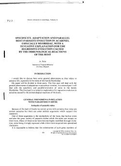 SPECIFICITY, ADAPTATION AND PARALLEL HOST