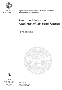 Alternative Methods for Assessment of Split Renal Function