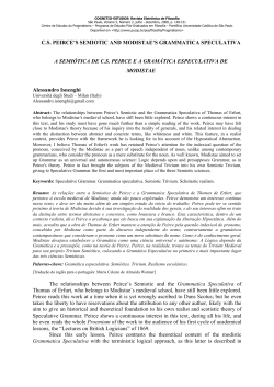 C.S. Peirce`s Semiotic And Modistae`s Grammatica - PUC-SP