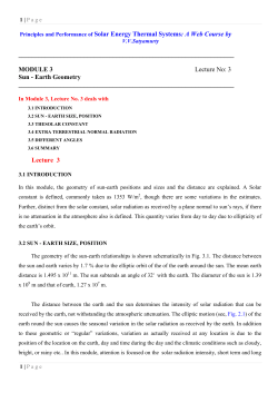 MODULE 3 Lecture No: 3 Sun - Earth Geometry ______