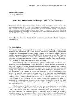 Aspects of Assimilation in Jhumpa Lahiri`s The Namesake