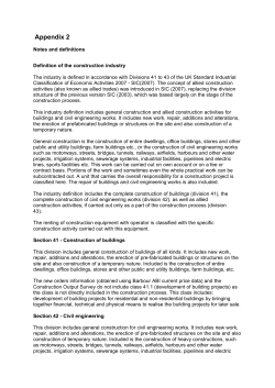 Notes and definitions for the construction industry