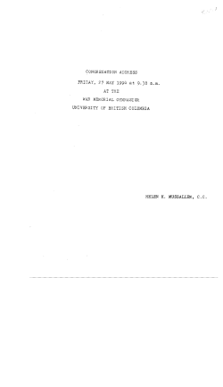 Congregation Address, 27 May 1994