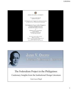 The Federalism Project in the Philippines: