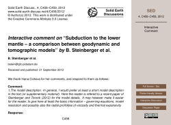 Interactive comment on &ldquo;Subduction to the lower mantle &ndash; a
