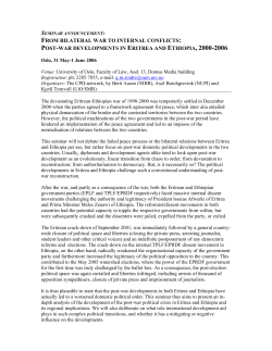 from bilateral war to internal conflicts: post-war developments