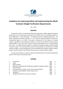 Guidelines for Improving Safety and Implementing the SOLAS