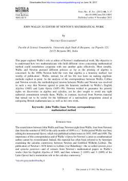 JOHN WALLIS AS EDITOR OF NEWTON`S MATHEMATICAL WORK