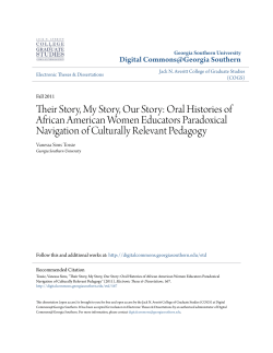 Their Story, My Story, Our Story: Oral Histories of African American