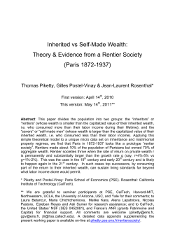 Inherited vs Self-Made Wealth: - Thomas Piketty