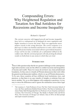 Compounding Errors: Why Heightened Regulation and Taxation Are