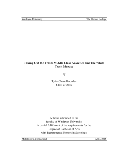 Taking Out the Trash: Middle Class Anxieties and the