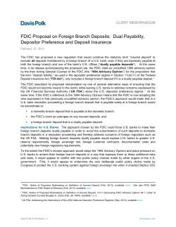 FDIC Proposal on Foreign Branch Deposits