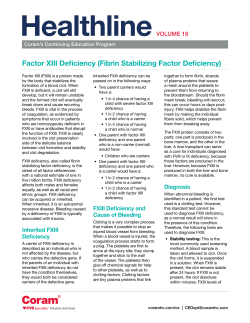 Factor XIII Deficiency (Fibrin Stabilizing Factor Deficiency)