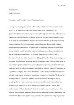 RCLS - 746 Postmodernism Stefan Herbrechter Postmodern
