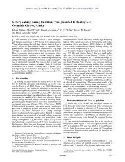Iceberg calving during transition from grounded to floating ice