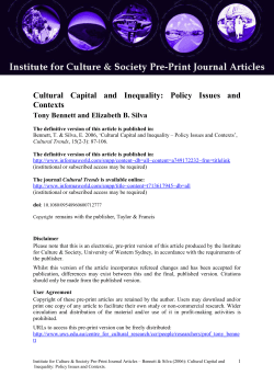 Cultural Capital and Inequality: Policy Issues and