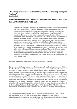 The concept of experience by John Dewey revisited