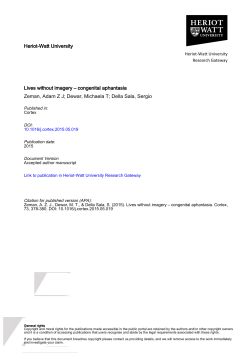 Heriot-Watt University Lives without imagery – congenital