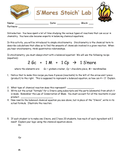 2 Gc + 1 M + 1 Cp &rarr; 1 S`more