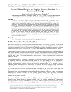 Theory of Planned Behavior and Teachers` Decisions