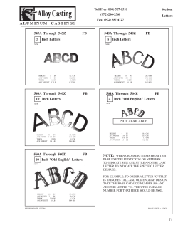 5 Inch Letters 8 Inch Letters 10 Inch Letters 540A Through 540Z FB