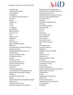 Companies Using Ad-ID as of March 3, 2017