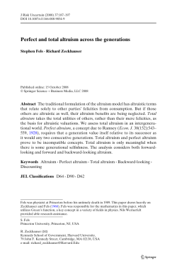 Perfect and total altruism across the generations