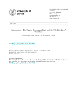 Introduction : The Chinese Communist Party and the Politicization of