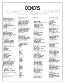 December, 2012 Donor List