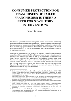consumer protection for franchisees of failed franchisors