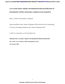 Lyn tyrosine kinase regulates thrombopoietin