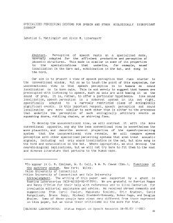 specialized perceiving systems for speech