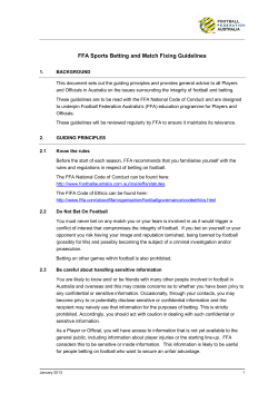 FFA Sports Betting guidelines - Football Federation Australia