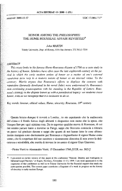 honor among the philosophes: the hume-rousseau affair