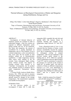 Thermal Influence on Rheological Characteristics of Butter and
