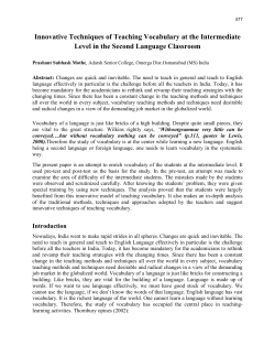 Innovative Techniques of Teaching Vocabulary at the Intermediate