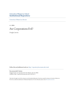 Are Corporations Evil? - University of Miami School of Law