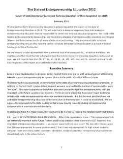 The State of Entrepreneurship Education 2012
