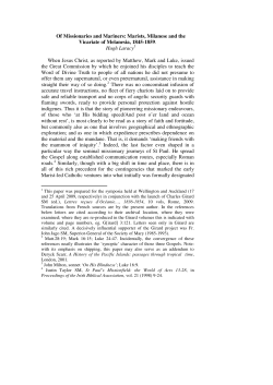 Of Missionaries and Mariners: Marists, Milanese and the Vicariate
